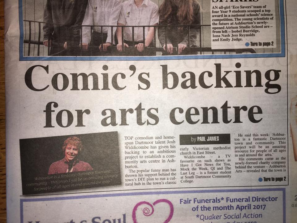 MDA Front page and Article about Ashburton Arts