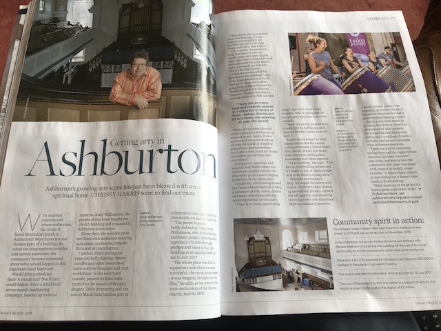 Devon Life double page spread about Ashburton Arts