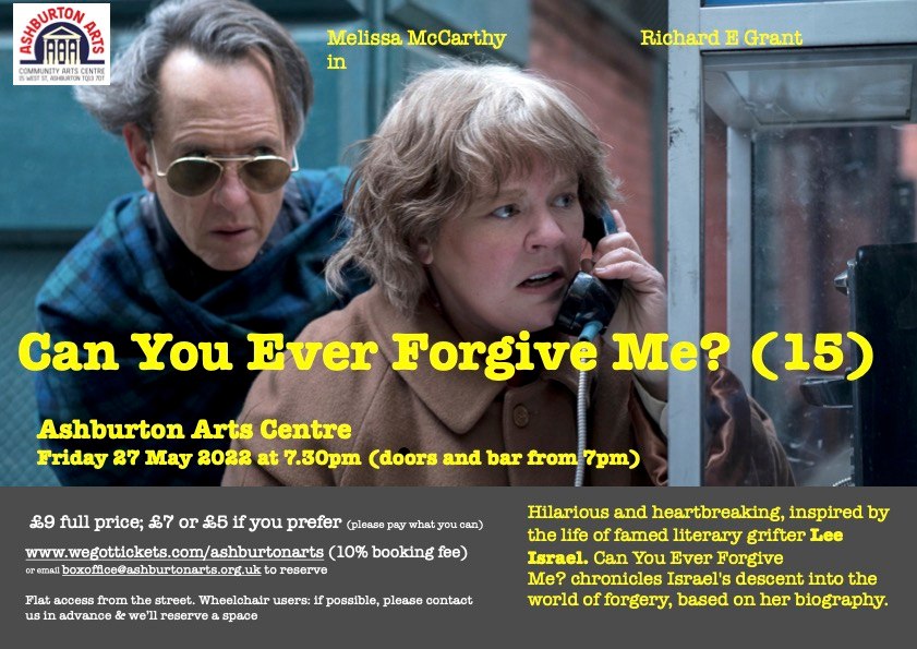 Film: Can You Ever Forgive Me? (15) (Tickets available on the door from 7pm)